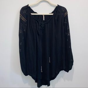 Free People Small Flowing Blouse With Tie in Front